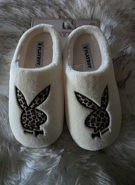 Playboy Bunny Leopard Indoor Outdoor Slippers Logo Memory Foam